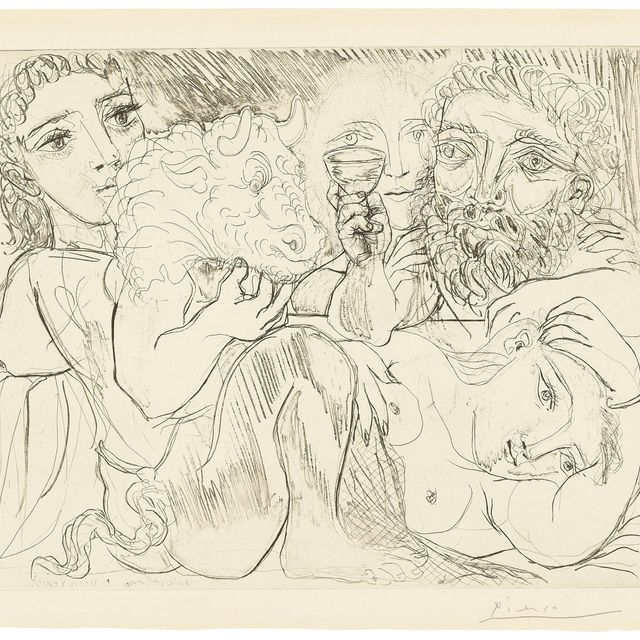 Pablo Picasso — Минотавр, мужчина и женщина, от: La Suite Vollard