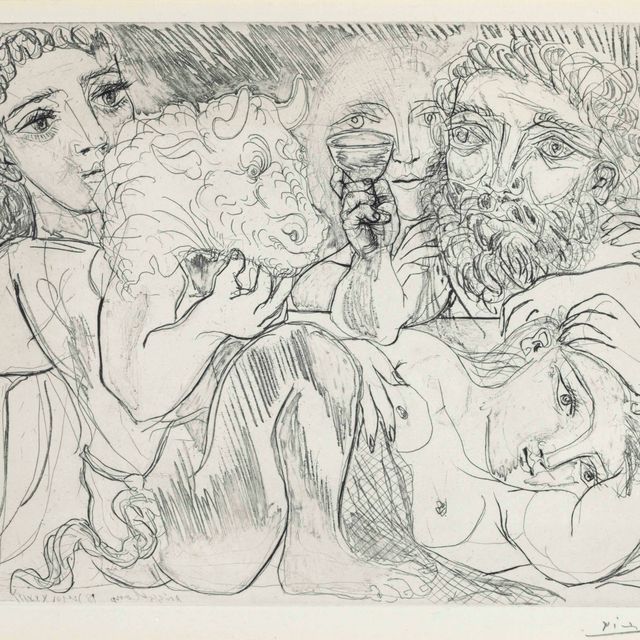 Pablo Picasso — Минотавр, мужчина и женщина, из "Сюиты Воллара"