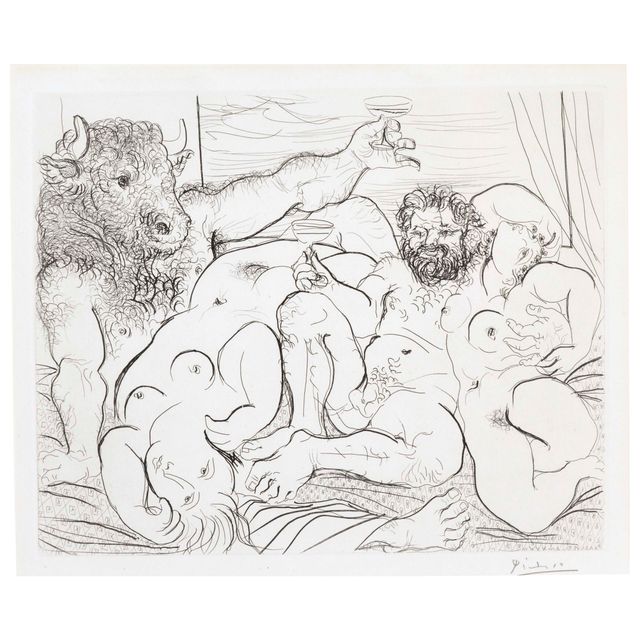 Pablo Picasso — Сцена "Вакханалия с минотавром" из "Сюиты Воллара"