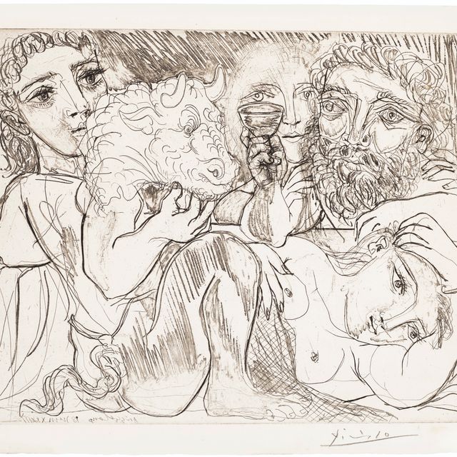Pablo Picasso — Минотавр, мужчина и женщина, из "Сюиты Воллара"