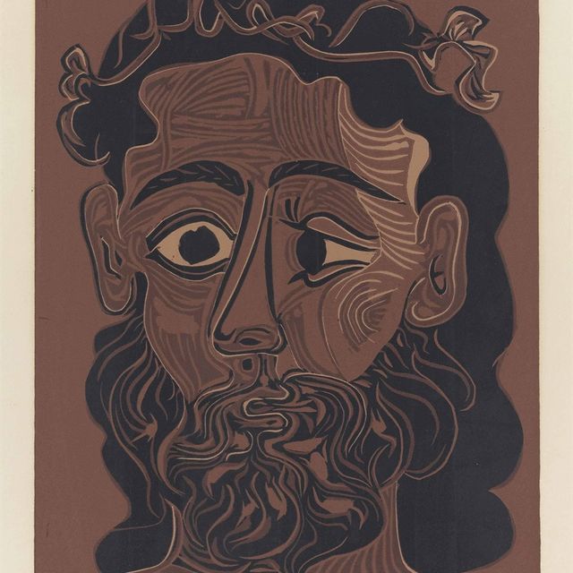 Pablo Picasso — Я люблю барбу, украшенный фельетонами из виньетки.