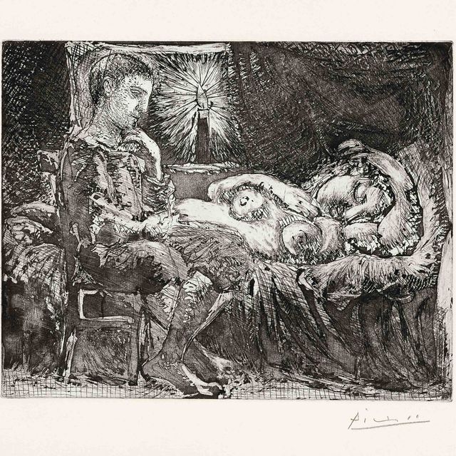 Pablo Picasso — "Гарсон и ночлег на канделябрах", от: La Suite Vollard (Bloch 226; Baer 440 III)