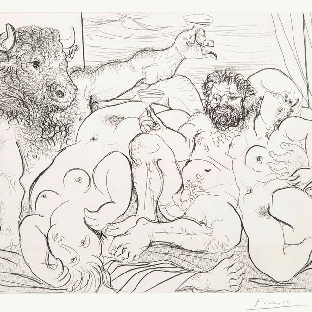 Pablo Picasso — Сцена "Вакханалия с минотавром" из оперы "Сюита Воллара"