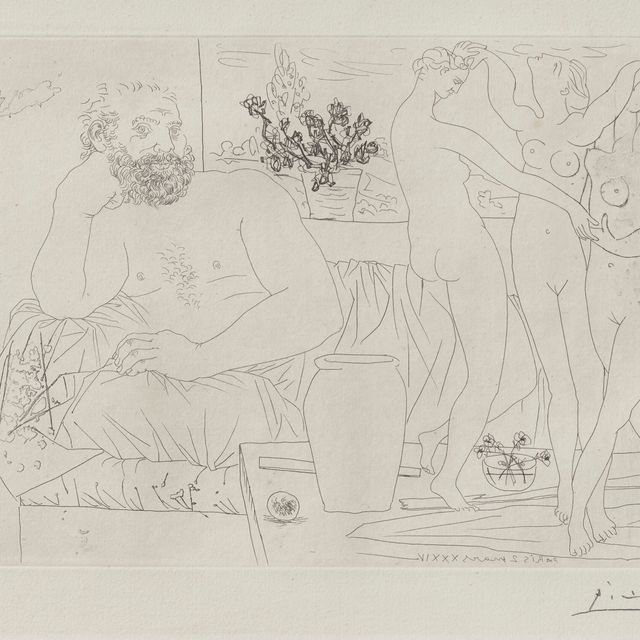 Pablo Picasso — Скульптор и трое танцовщиц из "Ла Сюит Воллар"
