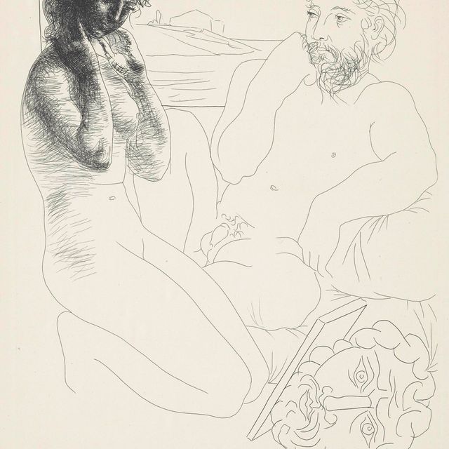 Pablo Picasso — Скульптор в студии modèle agenouillé, автор: La Suite Vollard (B. 178; Ba. 331)