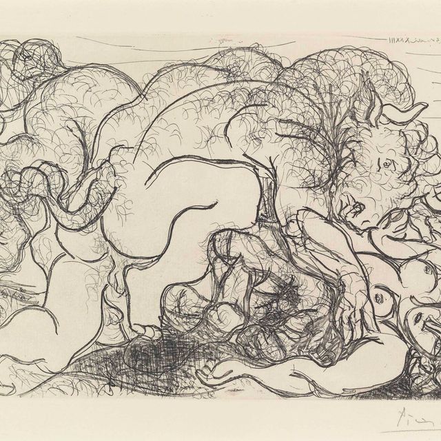 Pablo Picasso — Минотавр, нападающий на амазонку, от: La Suite Vollard (B. 195; Ba. 356)