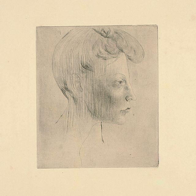 Pablo Picasso — Тет-а-тет с женщиной, в профиль (Блок 6; Баер 7в2)