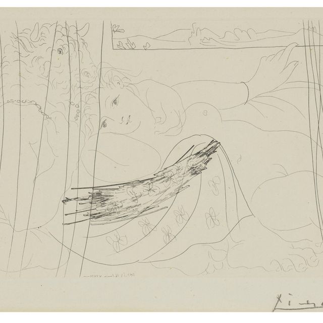 Pablo Picasso — "Минотавр и женская фигура в раде" из "Люкса Воллара"