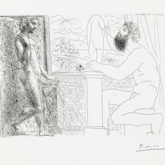 Pablo Picasso — Скульптор и сын, создающий модели у окна, из "Сюиты Воллара" (B. 168; Ba. 321)