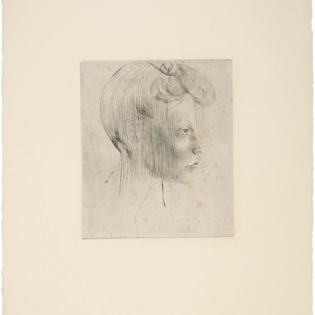Pablo Picasso — Тет-а-тет с женщиной, в профиль, из "Свиты Сальтимбанков"