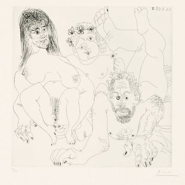 Pablo Picasso — Пара чемпионов, только для того, чтобы украсить свой дом цветами, из серии 347