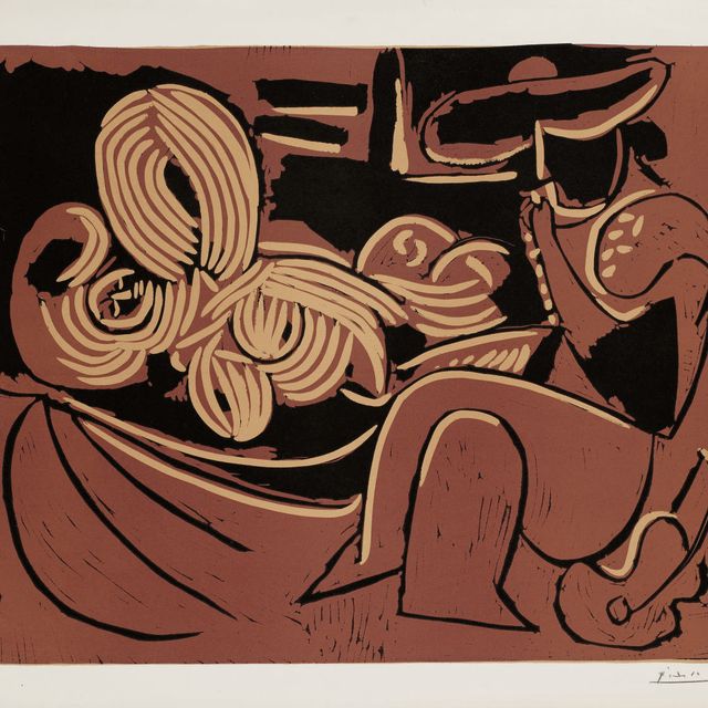 Pablo Picasso — Женская грудь и мужчина на гитаре (B. 916; Ba. 1234 IIB)