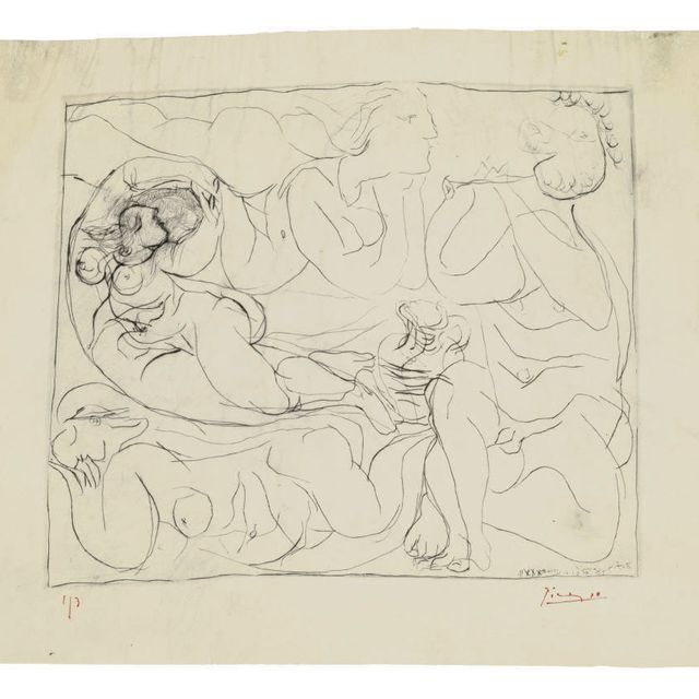Pablo Picasso — Флейтист и три молодые женщины (стр. 144; стр. 258)