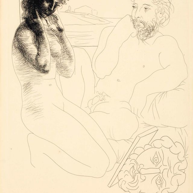 Pablo Picasso — Скульптор и модель Аженуйе из "Ла Сюит Воллар"