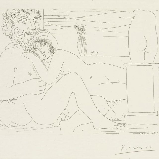 Pablo Picasso — Памятник скульптору, создавшему маленькое туловище, от: La Suite Vollard (B. 162; Ba. 315)