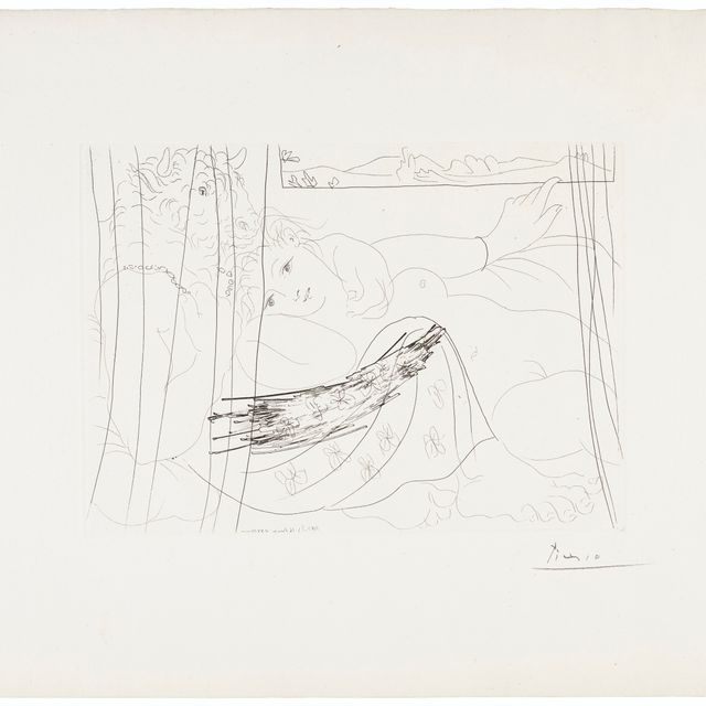 Pablo Picasso — "Минотавр и женская фигура в раде" из "Люкса Воллара"