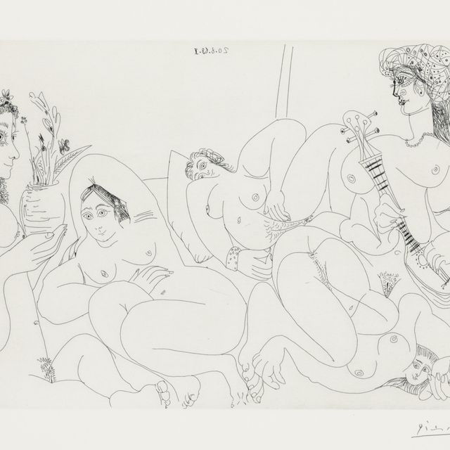 Pablo Picasso — Клиницистка с двумя турецкими женщинами, верными сестре в Солнечном свете, из La Série 347 (р. 1769; Р. 1786)