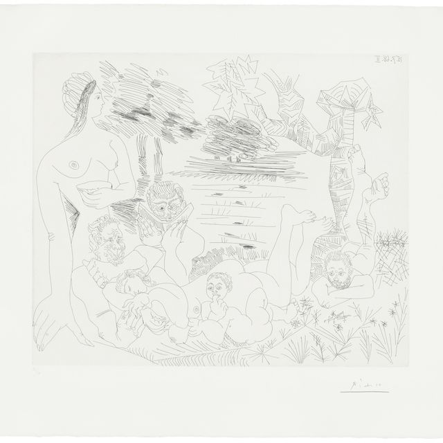 Pablo Picasso — Пуссинесская пасторальная сценка о времени сковороды и Сиринкса, фото 205 из: La Serie 347