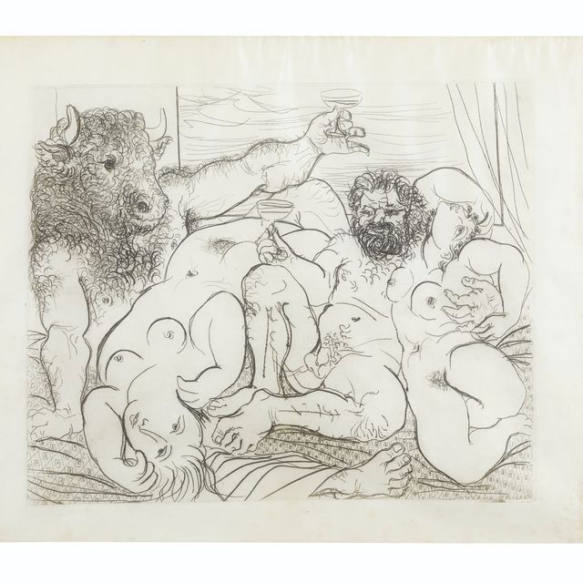 Pablo Picasso — Сцена "Вакханалия с минотавром" из "Сюиты Воллара"