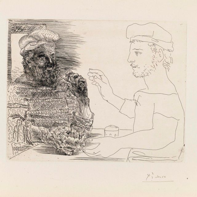 Pablo Picasso — Двое каталонских друзей, от: La Suite Vollard (B. 228; Ba. 442)