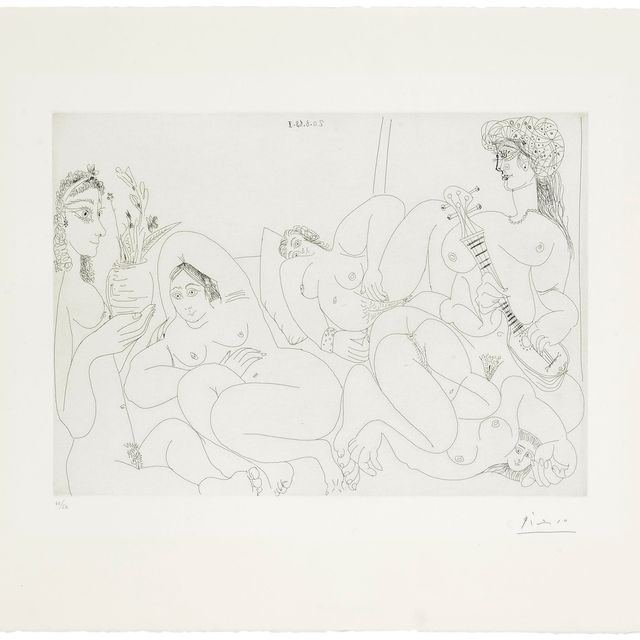 Pablo Picasso — Четыре обнаженные натуры на отдыхе и обнаженный гитарист, из серии 347