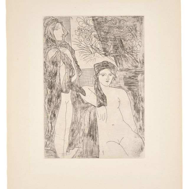 Pablo Picasso — Рембрандт и двое женщин из "Сюиты Воллара"