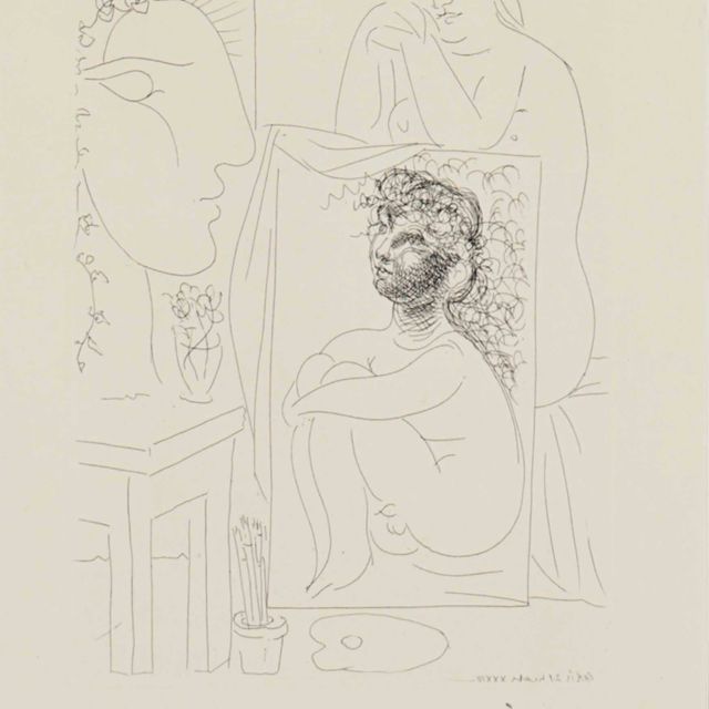 Pablo Picasso — Модель в декорациях к картине из сюиты Воллар