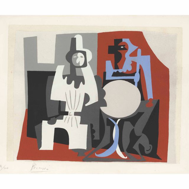 Pablo Picasso — Пьеро и Арлекин на террасе кафе от Dix Pochoirs