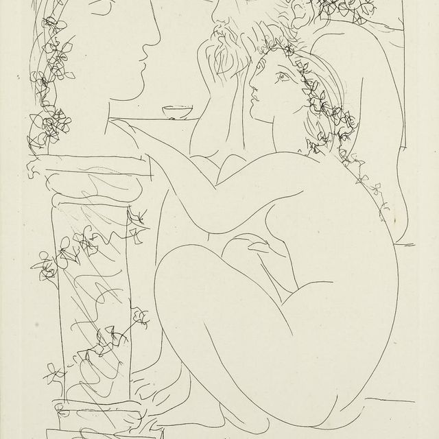 Pablo Picasso — Скульптор и поклонник моделей наедине со скульптурой, от: La Suite Vollard (B. 154; Ba. 307)