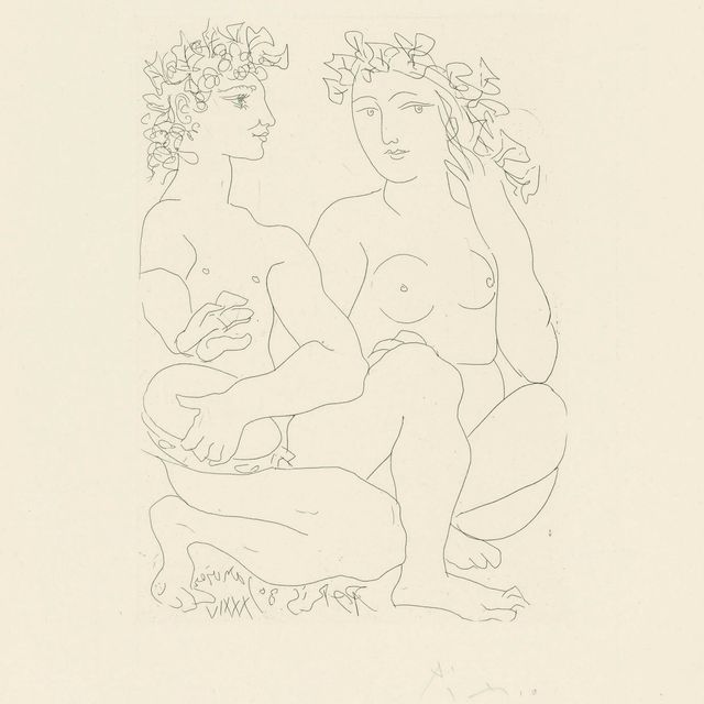 Pablo Picasso — Молодая пара набирает обороты, человек с бубном, от: La Suite Vollard