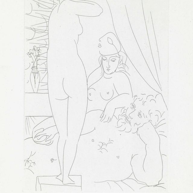 Pablo Picasso — "Коллекция скульптора и модели в маске" из "Сюиты Воллара" (стр. 159; стр. 313)