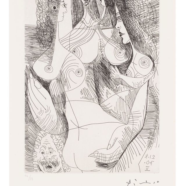 Pablo Picasso — "Четыре женщины наедине с Рембранеском", из серии 156
