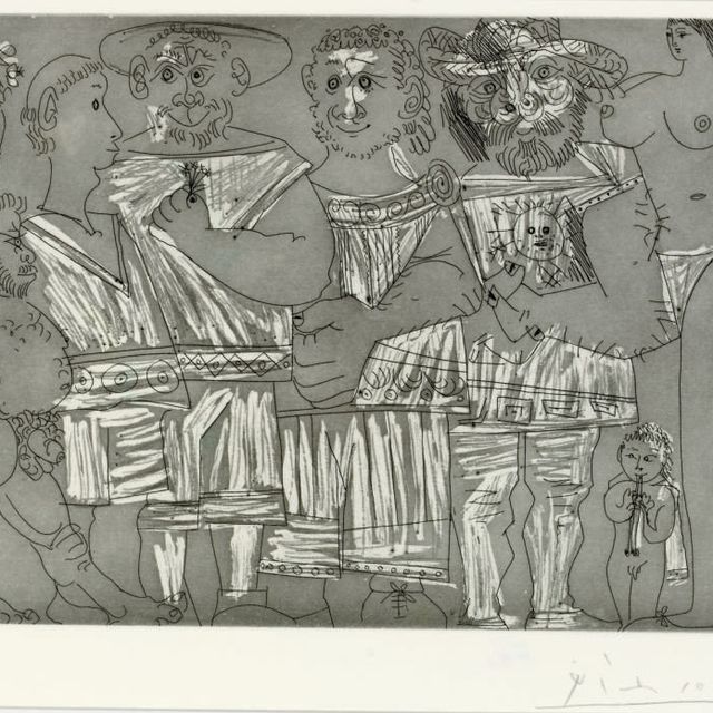 Pablo Picasso — Девушка-флейтистка, автор книги "Люди на пляже", из: Séries 347 (Р. 1710; Ba. 1726 Bb1)