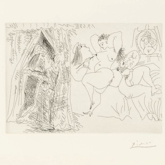 Pablo Picasso — Рафаэль и ла Форнарина. VIII: "Начало в папе", автор "Сердца пателин", из "Сери 347" (1783 г.р.; 1800 г. до н.э.)