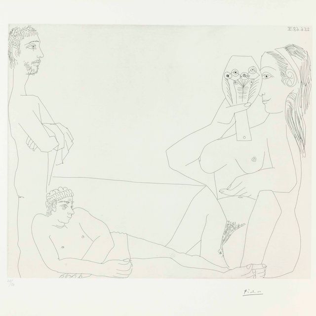 Pablo Picasso — На пляже, Женщина для мира и двух мужчин, из серии 347