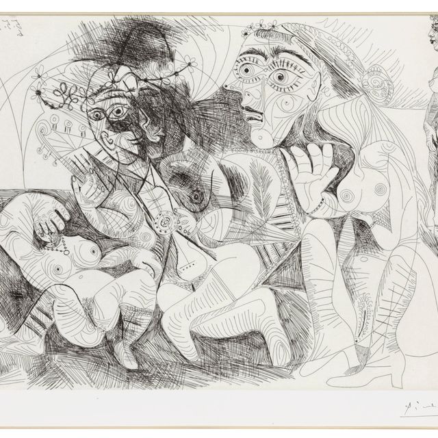 Pablo Picasso — Женщина, играющая на гитаре для Other Nudes, из серии 156