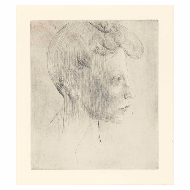 Pablo Picasso — Тет-а-тет с женщиной, в профиль, из "Свиты Сальтимбанков"