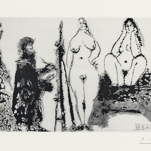 Pablo Picasso — Девушка-барбу в домашнем одеянии, для двух молодых женщин и посетительниц, из серии 347 (р. 1715; В. 1732)