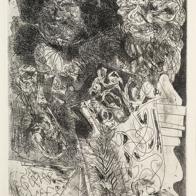 Pablo Picasso — Картина "Рембрандт в палитре" из "Сюиты Воллара" (B. 208; Ba. 406 Bd)