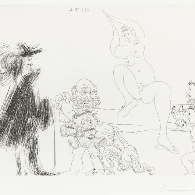 Pablo Picasso — Четверостишие, предназначенное для человека благородного, и для молодой женщины, живущей под стражей, из серии 347 (р. 1772; Б. 1789)