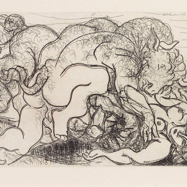 Pablo Picasso — Минотавр, нападающий на амазонку, от: La Suite Vollard (B. 195; Ba. 356)