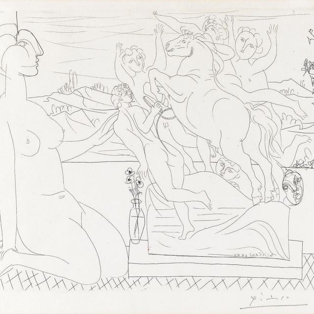 Pablo Picasso — Модель созерцателя в группе скульпторов, из коллекции La Suite Vollard (B. 175; Ba. 328B)