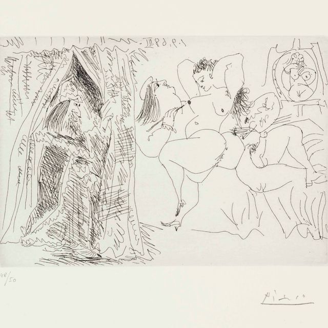 Pablo Picasso — Рафаэль и Форнарина. VIII: "Отец внутри", "у сердца пателина", из "Сери 347".