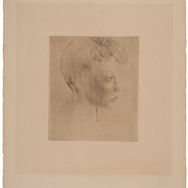 Pablo Picasso — Тет-а-тет с женщиной, в профиль, из "Свиты Сальтимбанков"