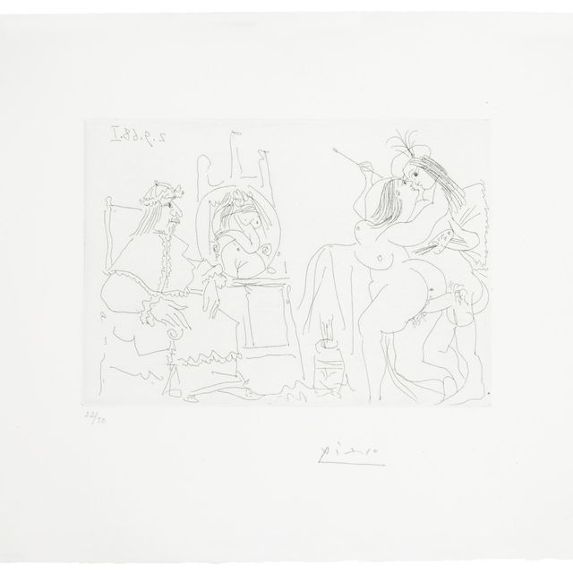 Pablo Picasso — Рафаэль и Форнарина. X: "Папа - свершившийся факт", из "Сери 347".