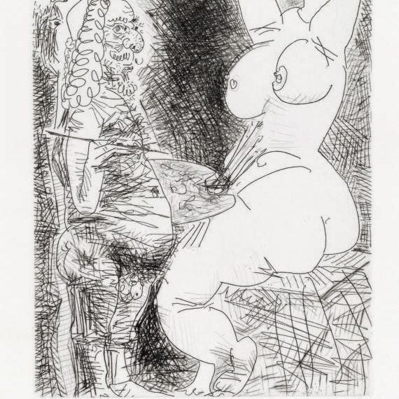 Pablo Picasso — Старый художник, модель и зритель, из серии 347 (1547 г. до н.э.; 1564 г. до н.э.)