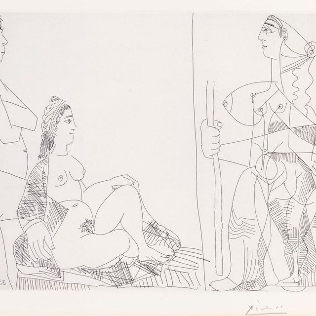 Pablo Picasso — Супружеская пара и путешественник, из "Ла Сери 347"
