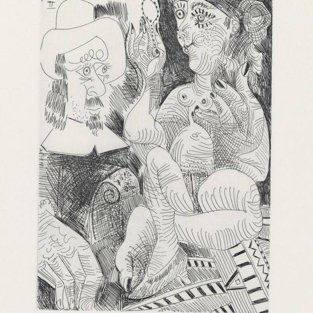 Pablo Picasso — Женский туалет и мужчина в стиле Рембране, из коллекции La Serie 347 (1738 г.р.; 1755 г. р.Б.)