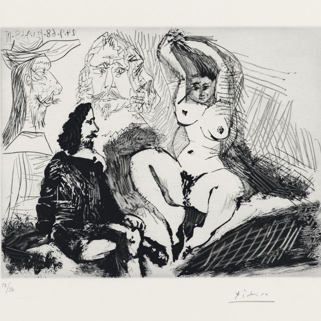 Pablo Picasso — Мужчина - помощник единственной женщины в прическе, Молодой, с длинными волосами, из серии 347 (р. 1810; Р. 1827)