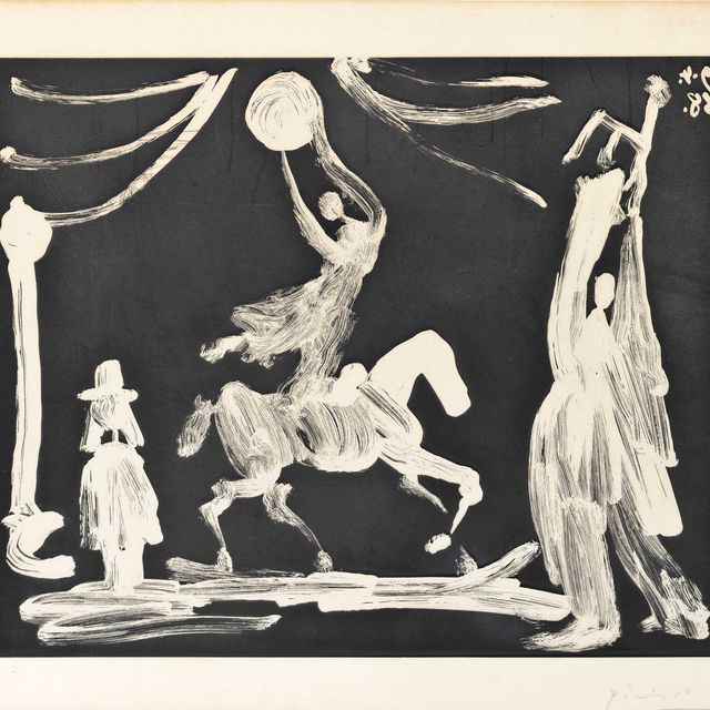 Pablo Picasso — В цирке: Экюер, клоун и Пьеро, из: La Serie 347